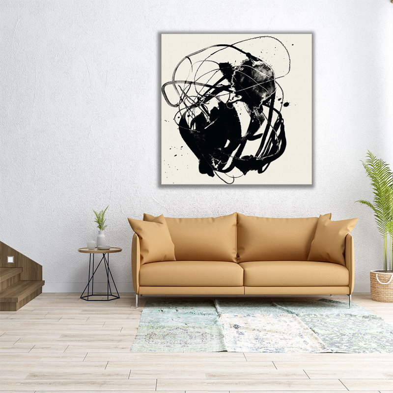 "Spontane Sume-i I" noir et blanc - reproduction d'art sur toile, H 30 po x l 30 po