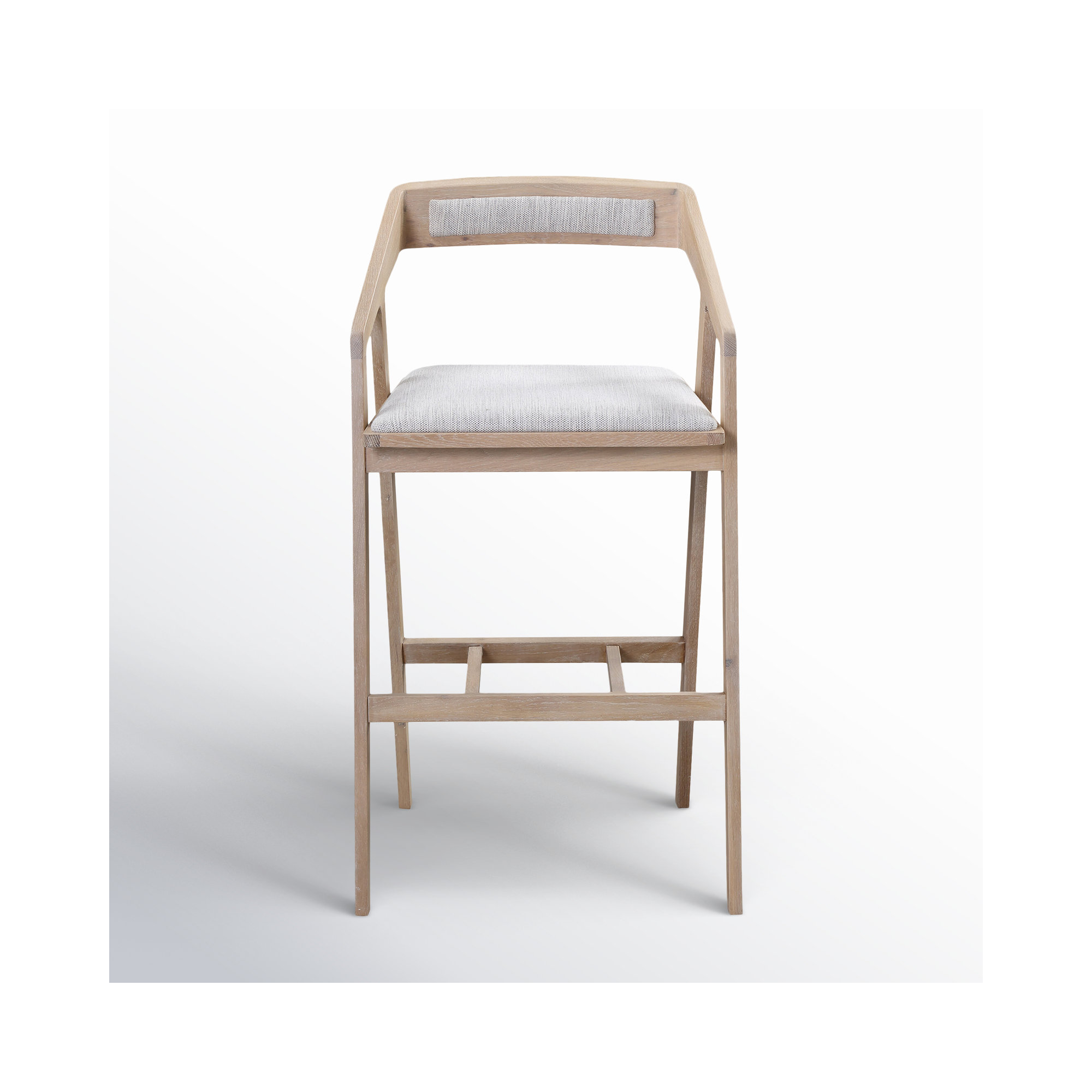Pike Bar & Counter Stool, Light Gray Faux Leather/Natural Frame, Counter Stool (25.9” Seat Height)
