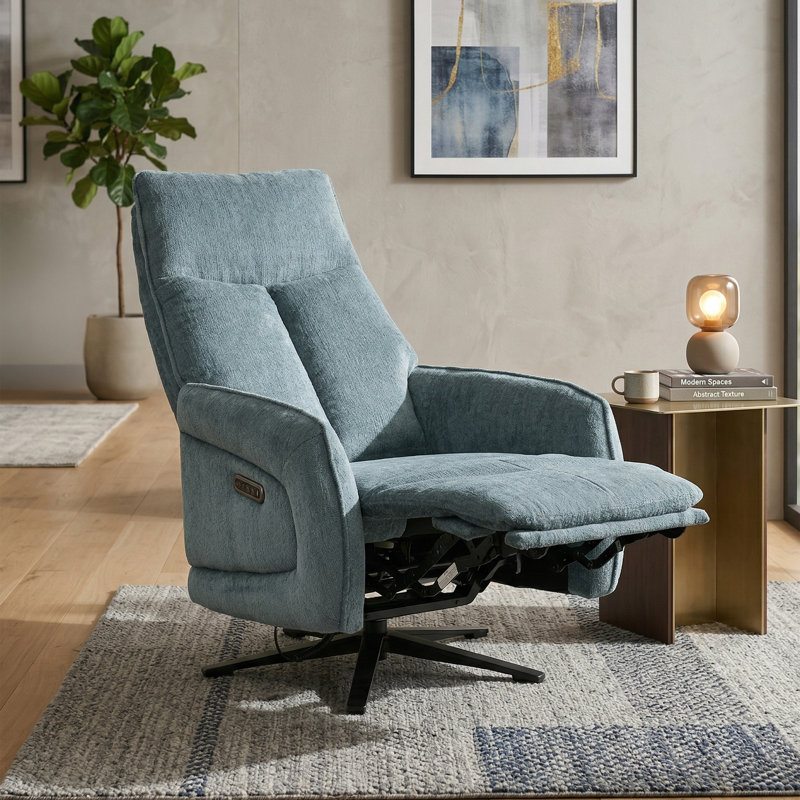 Cassidi Swivel Zero Gravity Recliner, Blue/Teal