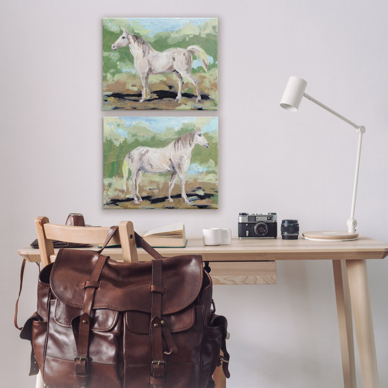 «Quiet Gallop Horse», ensemble d'art mural sur toile 2 pièces, design par Melissa Wang, H 16 po x l 40 po