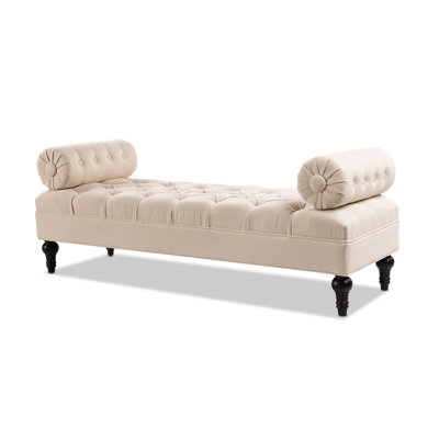 Bolster Arm Entryway Bench, Sky Neutral Beige Polyester