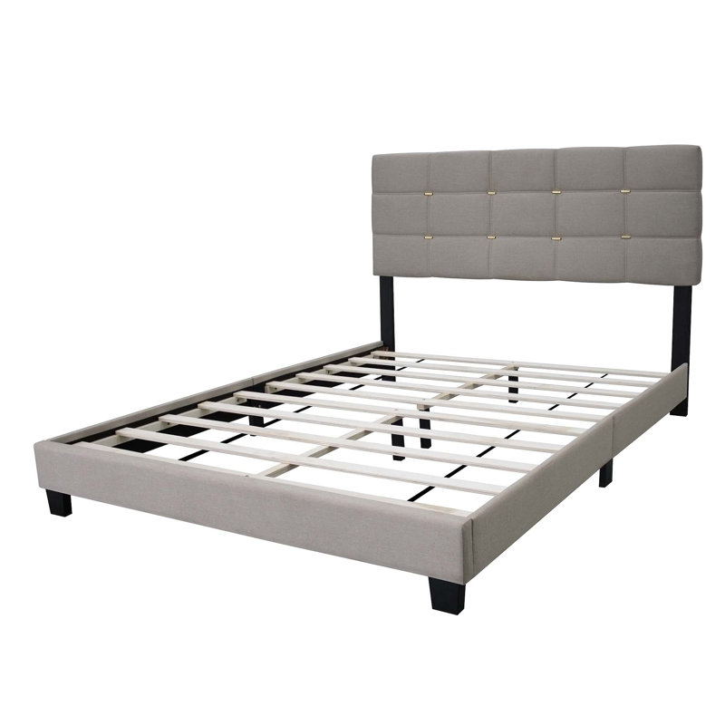 Structure de lit rembourrée polyvalente et réglable pour toute décoration de pièce, Beige