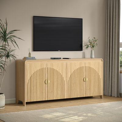 Corvis 63" Sideboard Cabinet with 3D Embossed Arched Doors, Buffet Cabinet with Adjustable Shelves and Storage for Dining Room, Kitchen & Living Room