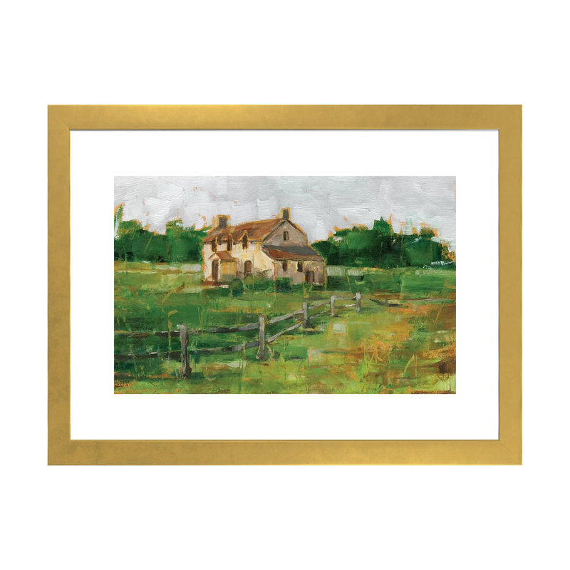 «Countryside Home II» par Ethan Harper - reproduction d'art, H 24 po x l 32 po x P 1 po, Papier encadré doré, Blanc