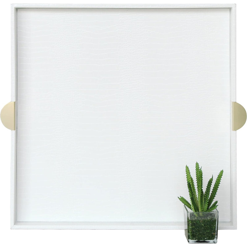 Leather / Faux Leather Tray, White