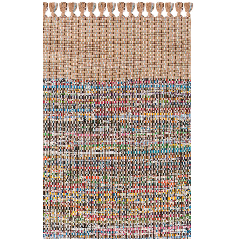 Ekaterina Hand Woven Cotton Striped Rug, Rectangle 2' x 3'