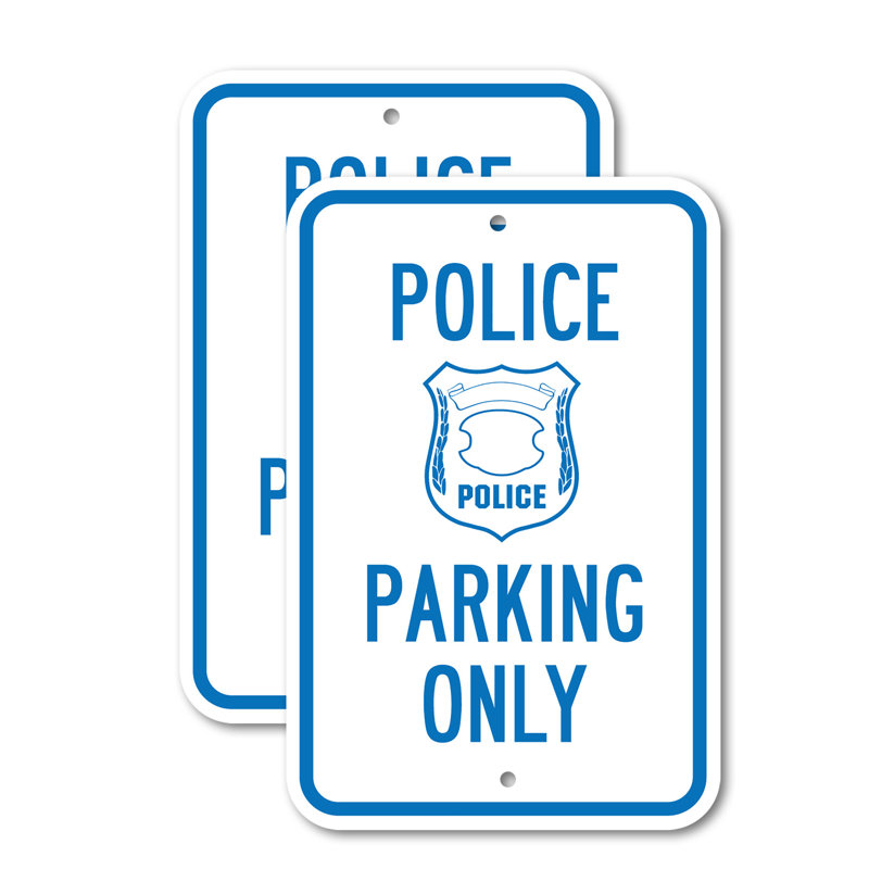 (Paquet de 2) Stationnement de police seulement avec symbole en aluminium de gros calibre 12 po x 18 po