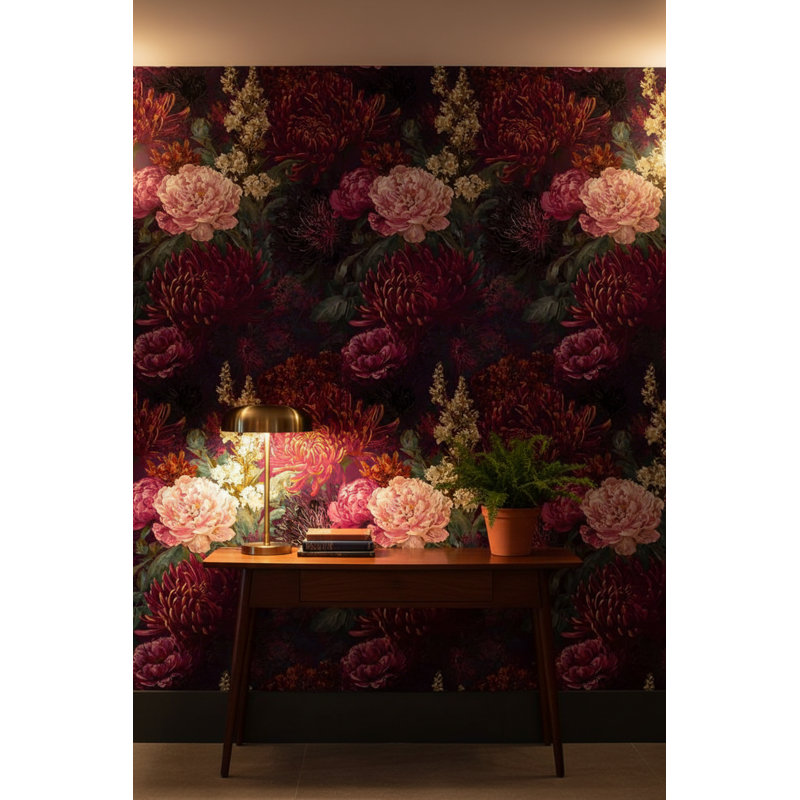 Papier peint floral rétro Bohème