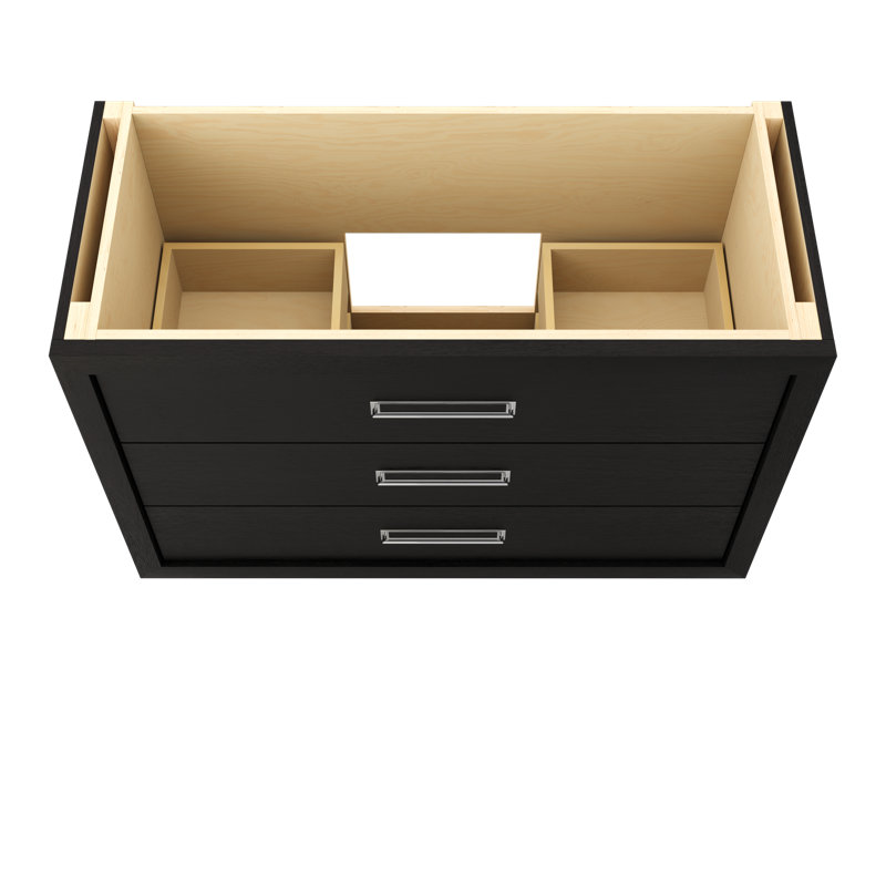 Avalon Three-Drawer Single Bath Vanity, Classic Black, 48", Polished Chrome