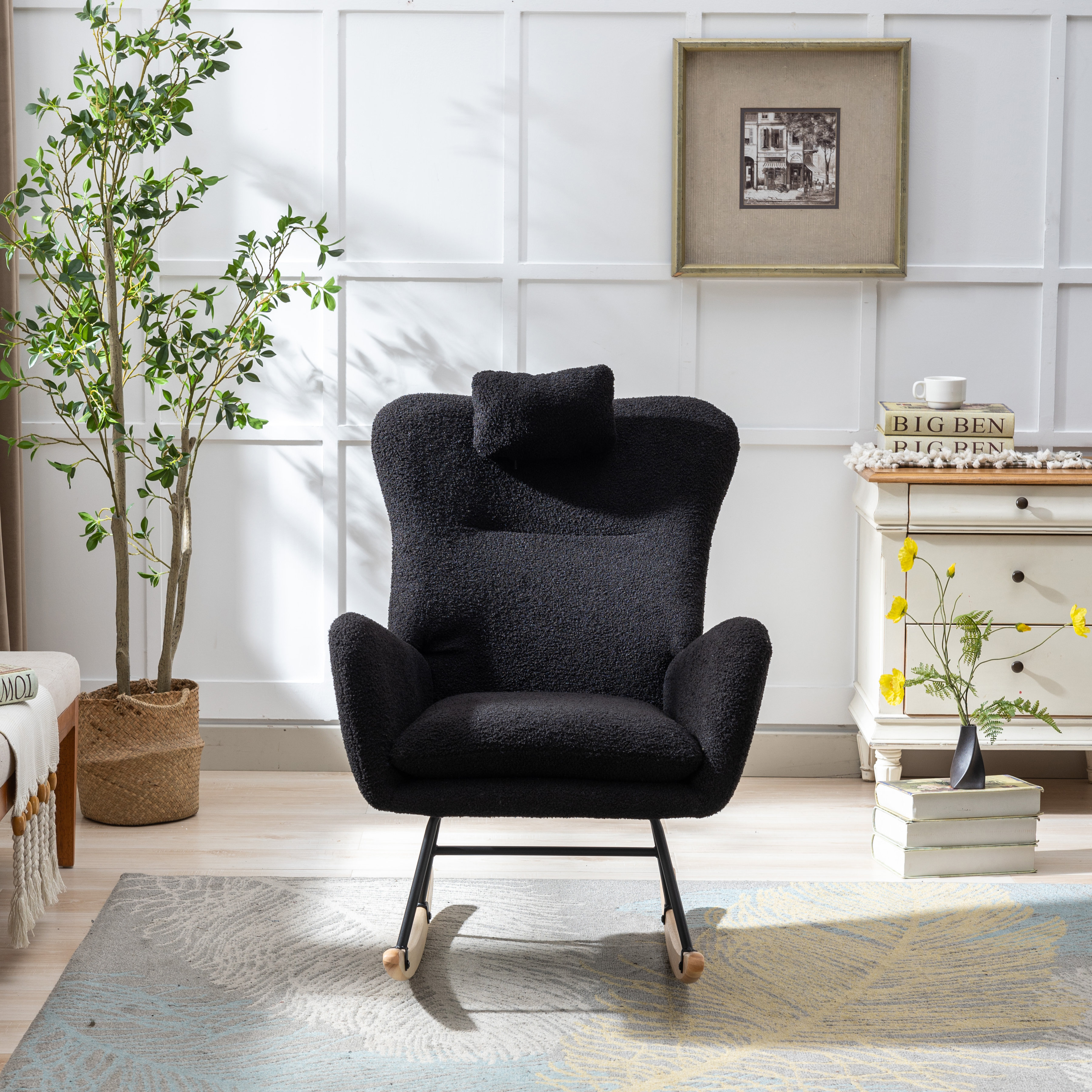 Black velvet rocking clearance chair