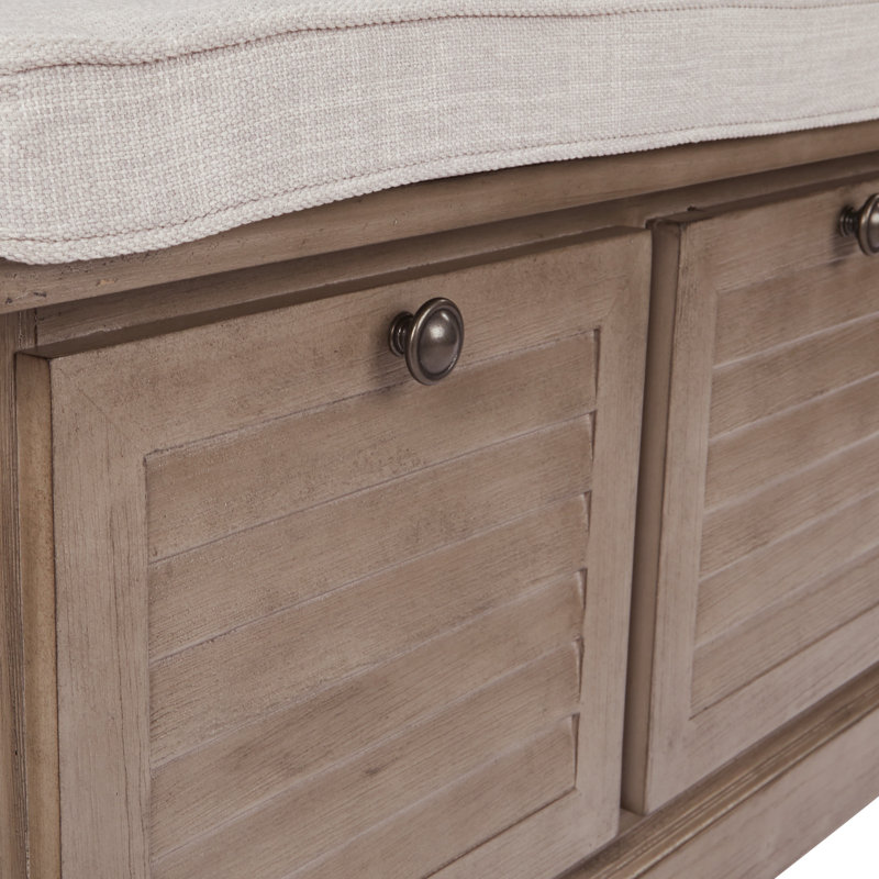 Banc de rangement à couvercle rabattable Almira, Gris antique