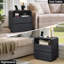Ensemble de table de chevet 25 po H 2 po, table de bout noire avec station de charge et 2 tiroirs, table d'appoint courbée-837760137-834724020