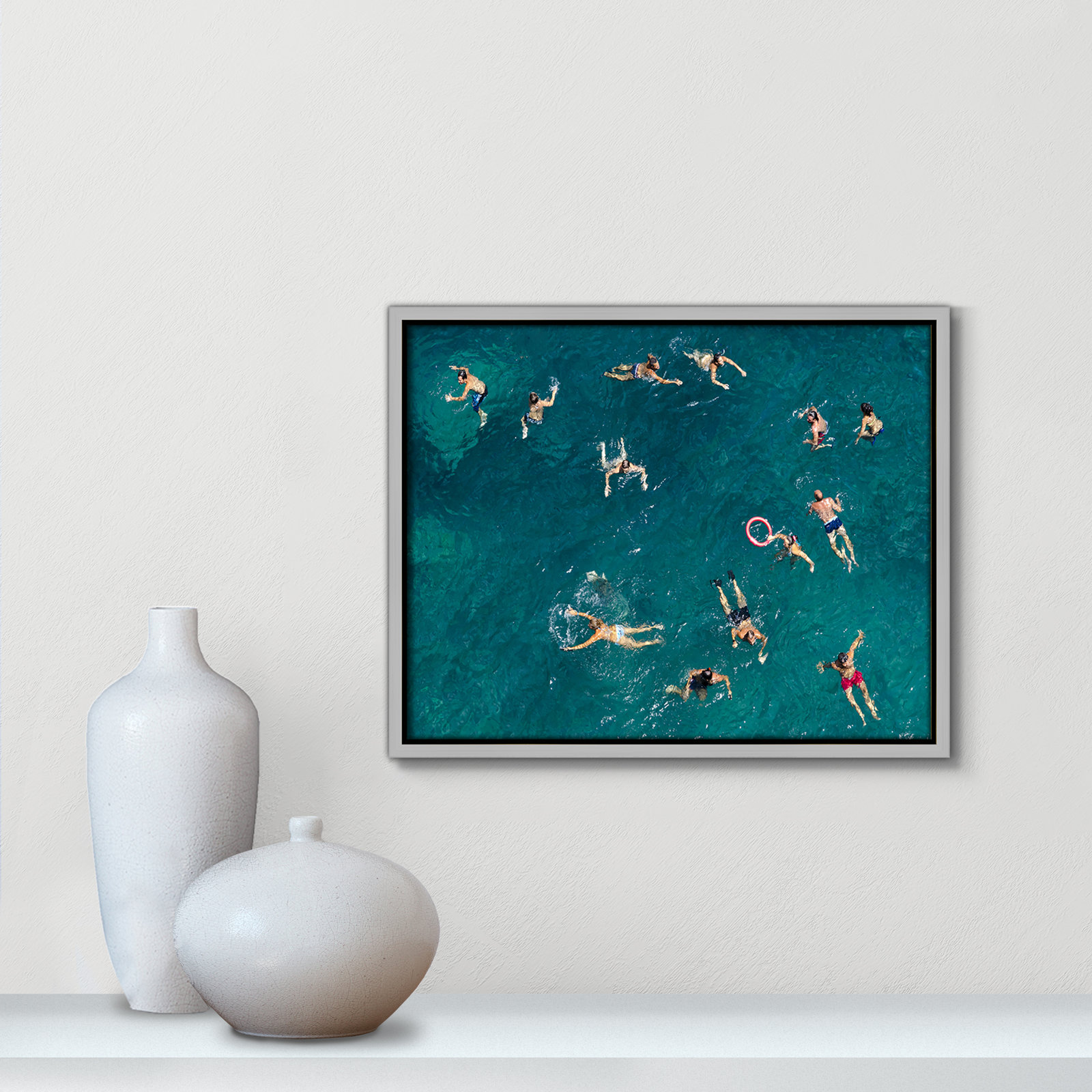 Norvell "Tonti" Print by Tonti, Silver Framed Canvas, 12.5" H x 15.5" W x 2" D