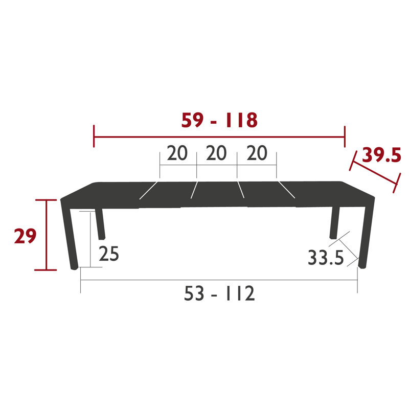 Ribambelle Outdoor Dining Table, Acapulco Blue, 29" H x 118" W x 39.5" D