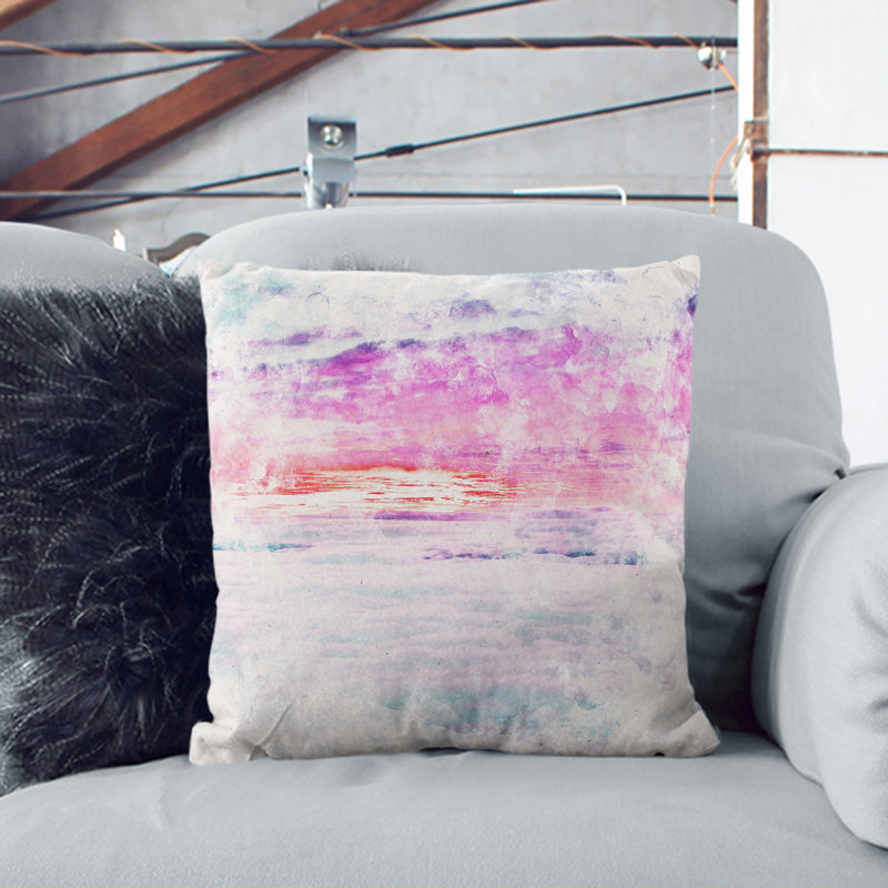 Ocean of Clouds Watercolour Cushion with Filling, 55cm H x 55cm W x 20cm D, Black