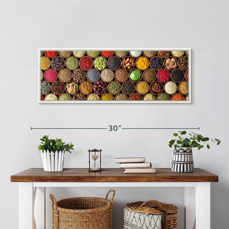 Épice de toutes sortes, Cadre flottant blanc, 28 po x 10 po