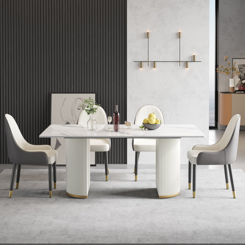 Table de salle à manger rectangulaire L 70,84 po x l 35,43 po Tysheana, H 29,5 po x L 71 po x l 35,4 po, Gris