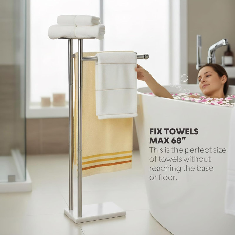 Support à serviettes pour salle de bain, support à serviettes à 2 niveaux pour serviettes de bain jusqu'à 68 po