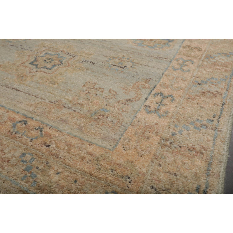 Tapis beige en laine noué à la main 3 po x 5 po Oushak couleur menthe, beige
