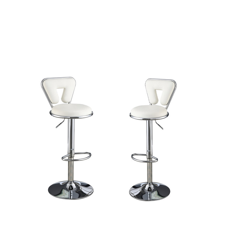 Tabourets de bar réglables (de 2) - Similicuir blanc moderne avec structure et base en métal, Blanc