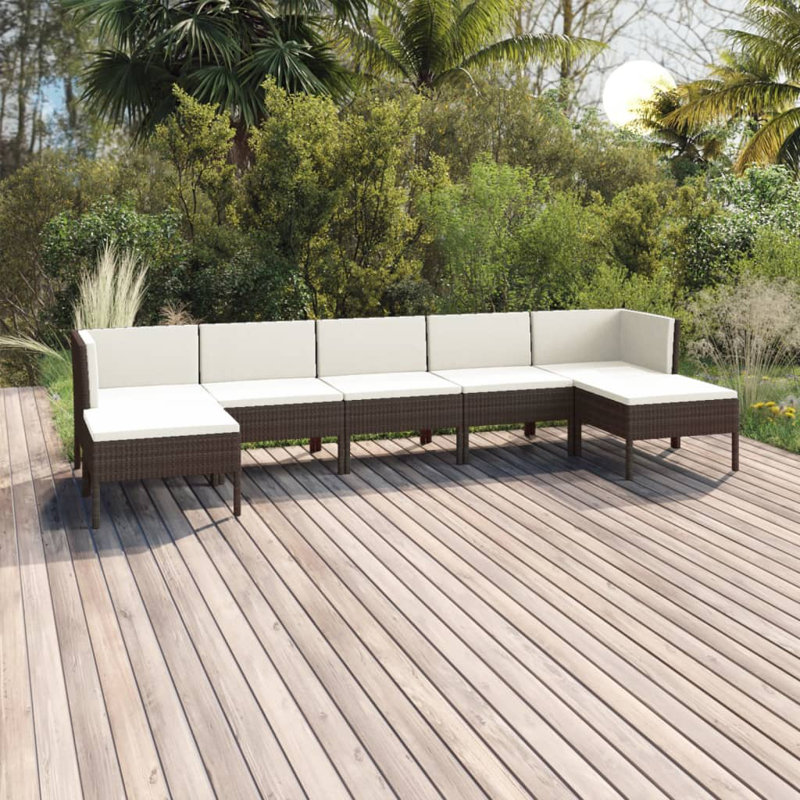 Ensemble modulaire de patio carré avec coussins 23,6 po Trasen, Crème / blanc, Noir