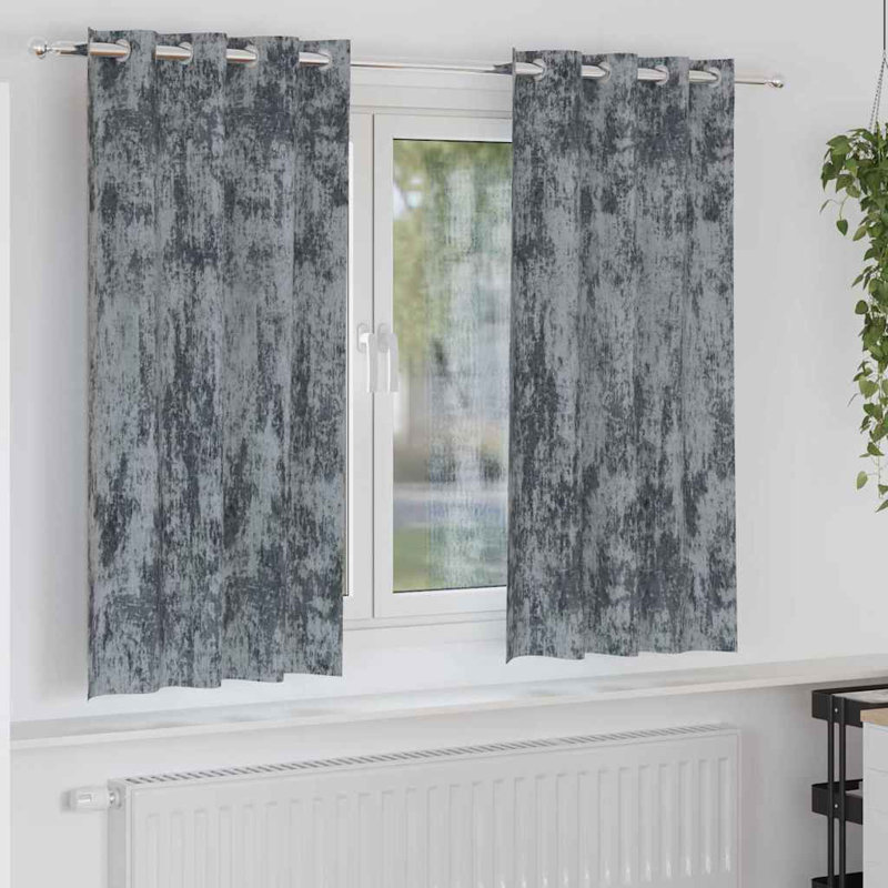 Alithia Velvet Room Darkening Curtain Pair, 140cm Width x 175cm Drop, Silver Grey