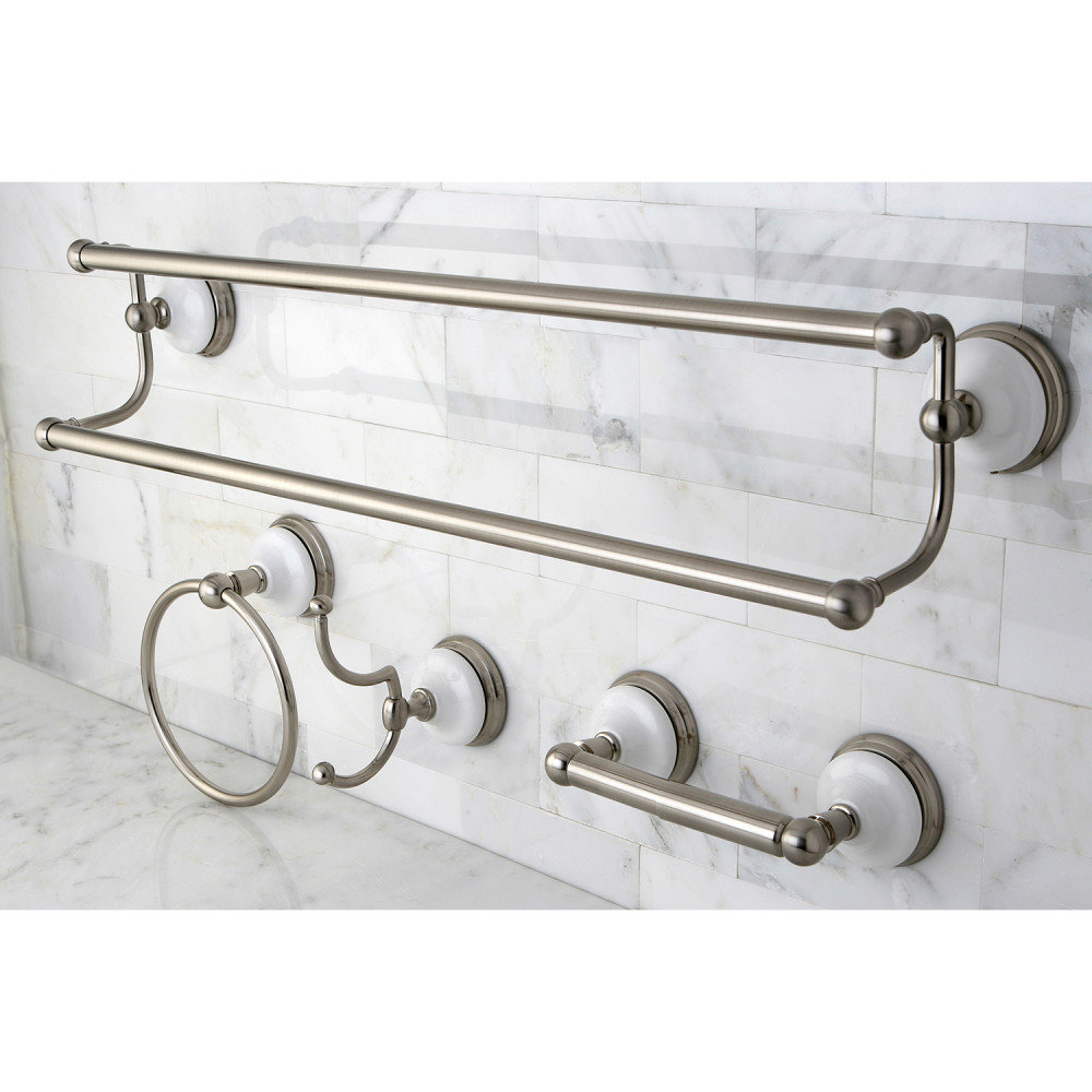 Victorian 4-Piece Bathroom Hardware Set, Brushed Nickel