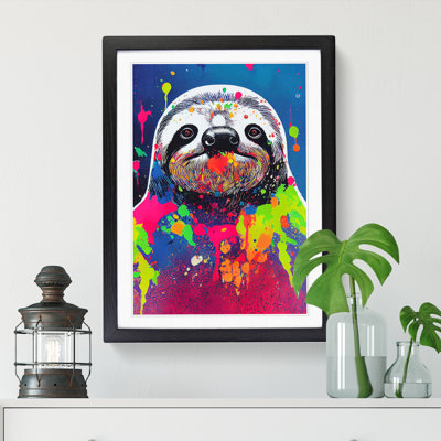 Sloth Splatter Style - Single Picture Frame Print