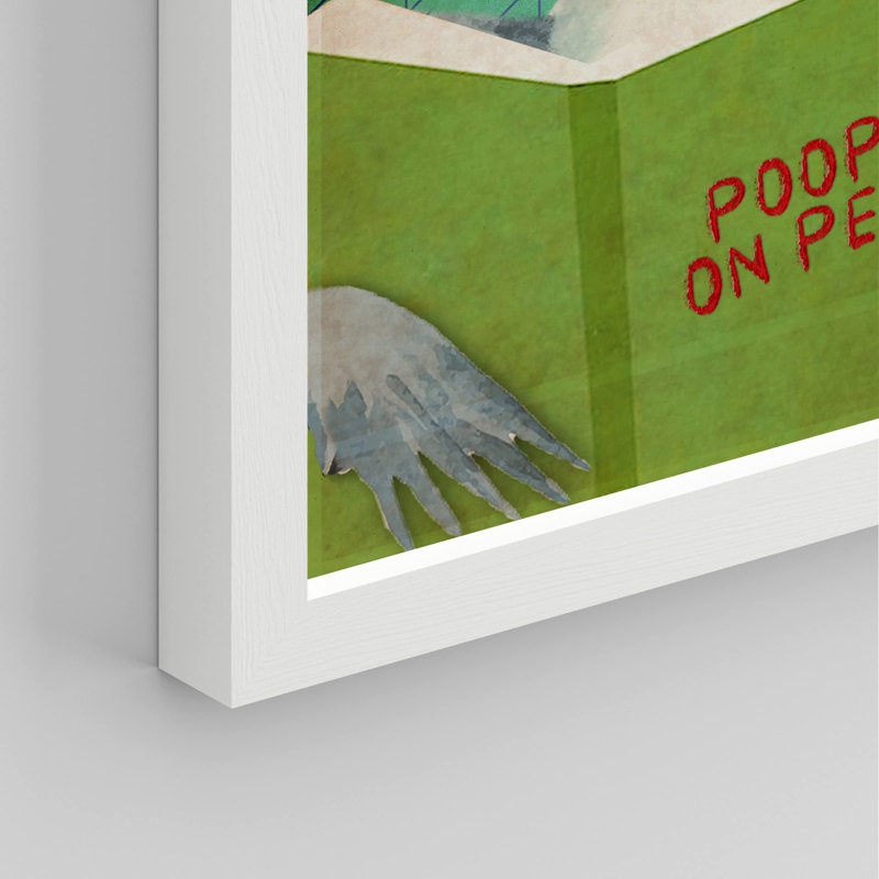 "Poopage sur des gens hilarants et drôles de pigeons qui étudient sur la merde", Blanc, H 14 po x l 11 po