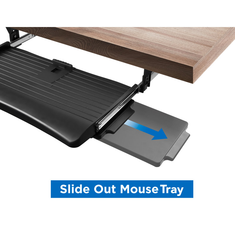 Adjustable Black Under Desk Keyboard Drawer with Mouse Platform