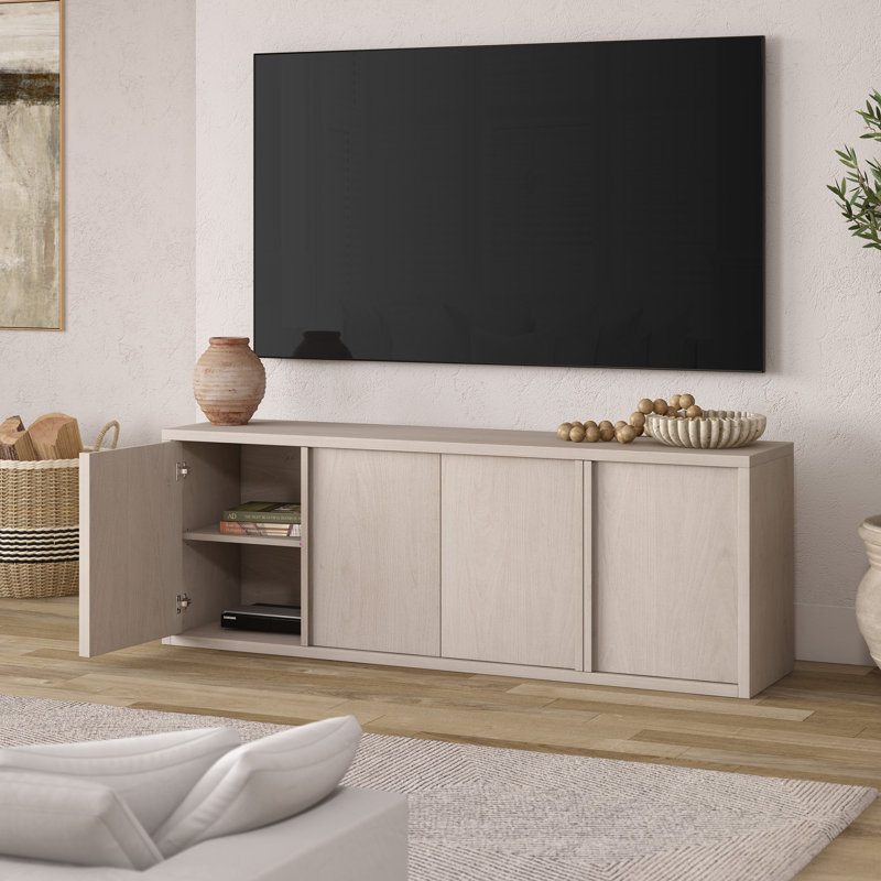 Savin Rectangular TV Stand for TV's up to 75", White Wood