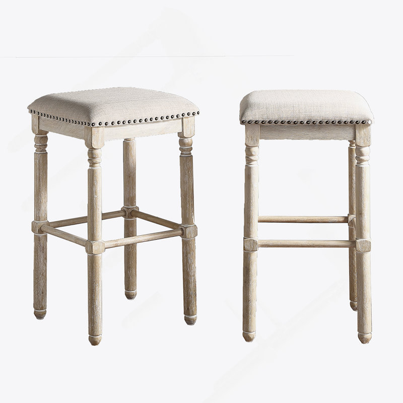 Tabourets de bar en bois rembourrés, ensemble de 2