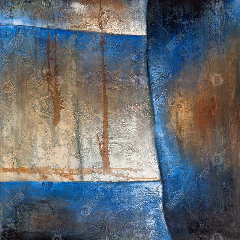 Bleu lumineux et forme bronze - Toile encadrée, décoration intérieure
