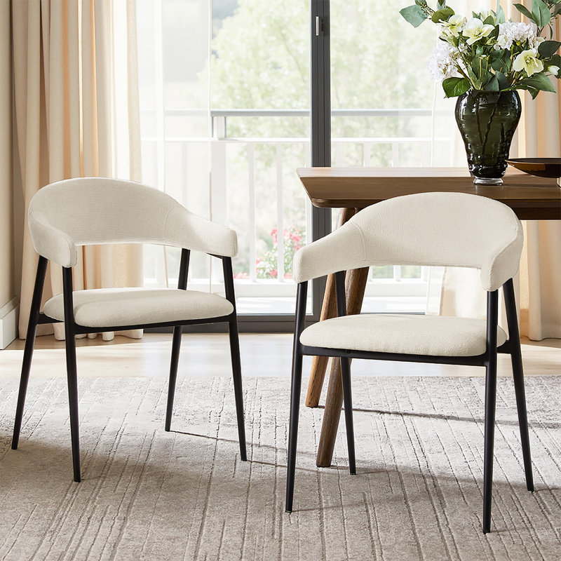  Remedios Modern Dinning Chair With Metal Legs (Set of 2), Beige