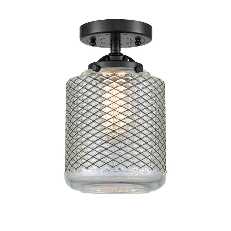 Iyana Glass Semi Flush Mount, Black Antique Brass, LED