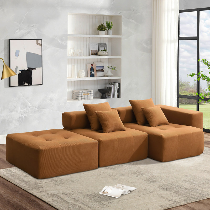 Versatile Modular Sectional Sofa For Living Room, Enhancing Comfort And Style, Brown Corduroy