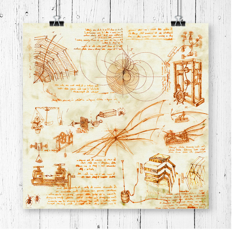 Leonardo Da Vinci - No Frame Print, 40.64 x 40.64cm