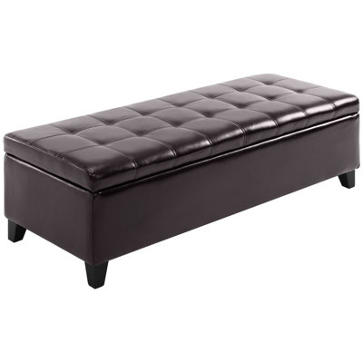 Dark Brown 51" Storage Bench, Faux Leather With Spacious Inner Area, For Living Room & Entryway Ample Storage,