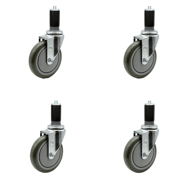5 Inch  Polyurethane Wheel Swivel 1-1/2 Inch Expanding Stem Caster Set SCC/SCC-EX20S514-PPUB-MTG46-4