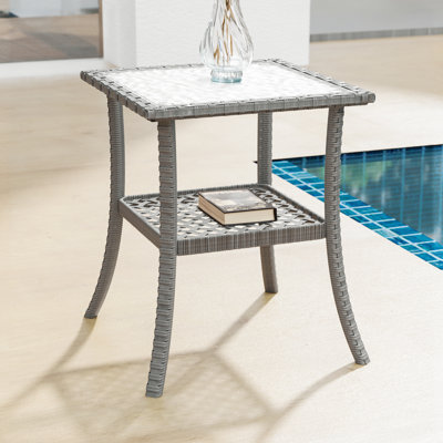 Tanyu Square Metal Outdoor Side Table , 18'' in. W 18'' in. D