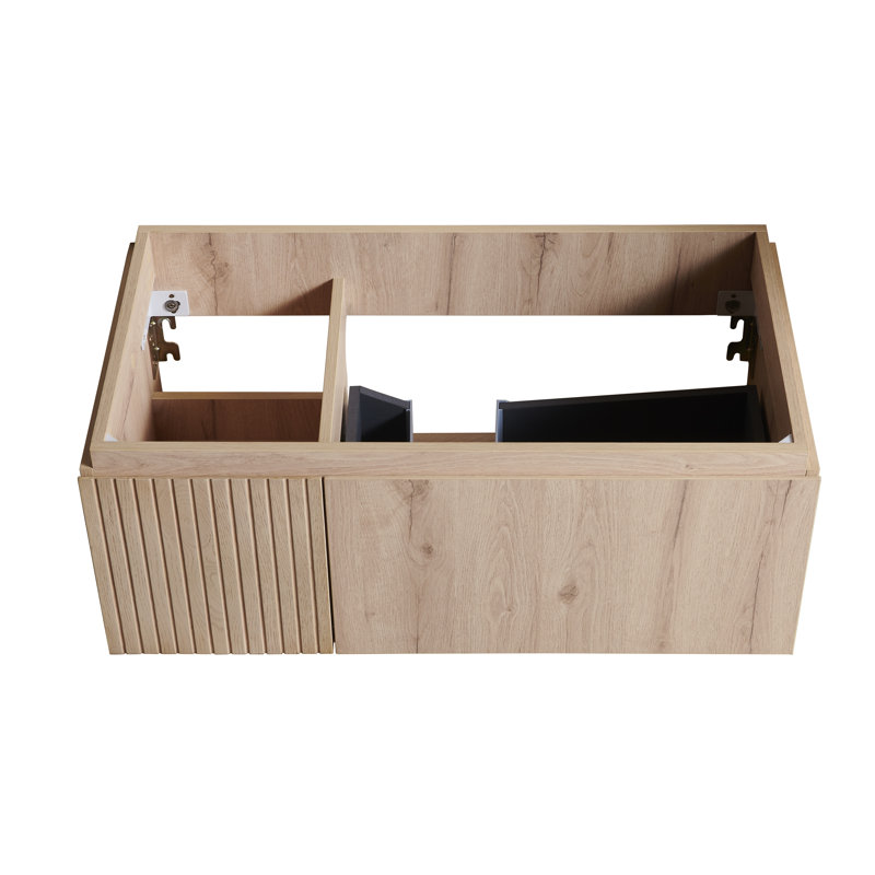 Armoire pour rangement de salle de bain avec une porte et un tiroir, avec amortisseur à fermeture en douceur et glissières sous le comptoir, à l'exception du couvercle du lavabo, du dessus, du robinet et de l'évier