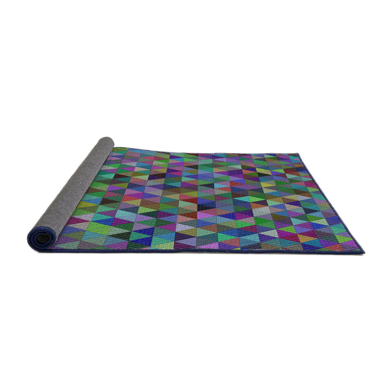Tapis décoratif géométrique vert Satter, Rond 4 pi