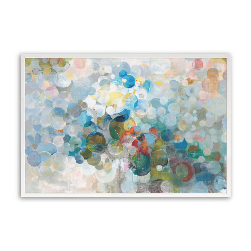 Imprimé fantaisie de bulles vives, H 12 po x l 15 po, Blanc, Reproduction encadrée sans passe-partout