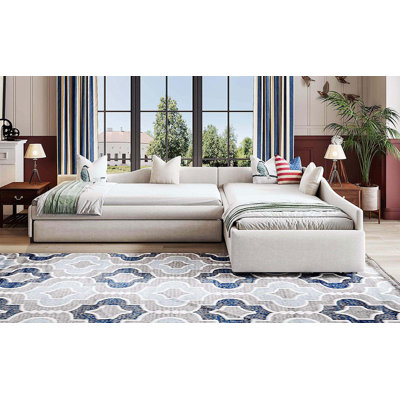 Double Twin Size Daybed with Trundle and Drawer