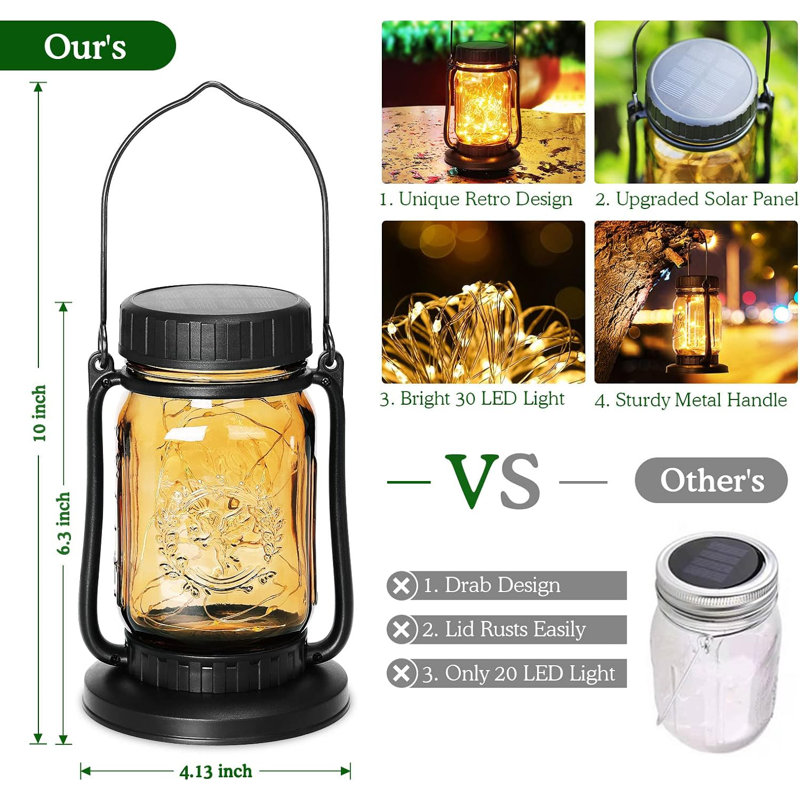 10'' Solar Powered Integrated LED Outdoor Lantern