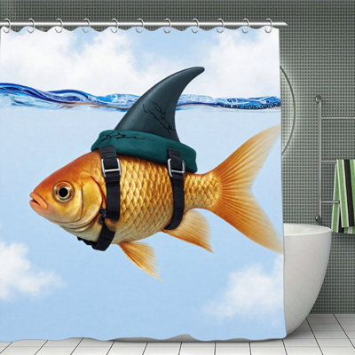Fun Goldfish Shark Fin Shower Curtains, 71X71