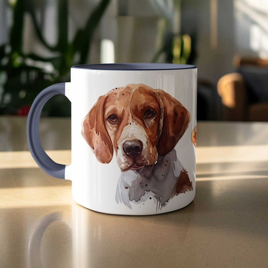 Watercolor Basset Hound Design 11oz Coffee Mug