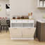 Armoire à ordures inclinable à deux tiroirs avec finition UV, blanc-386760190