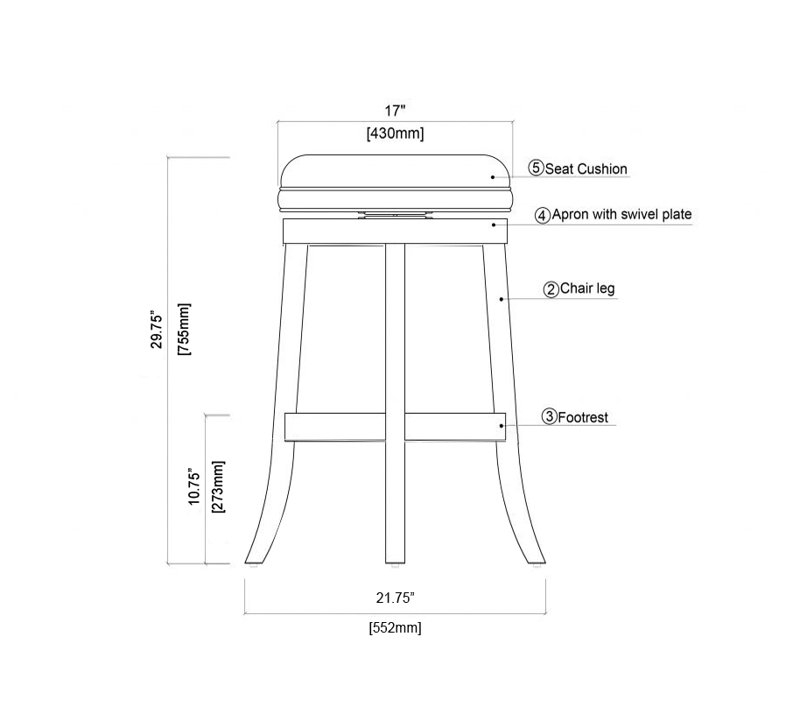 Tabouret de bar et de comptoir Westerberg, Cappuccino, Tabouret de bar (siège d'une hauteur de 29 po)
