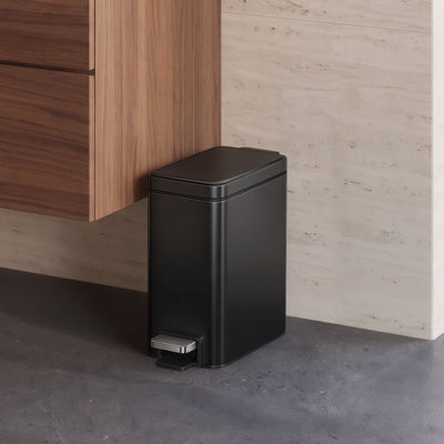 EKO 5L Genie Slim Step Trash Can Combo Matte Black, 2-Pack